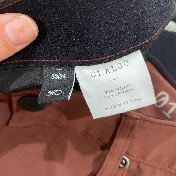 01. Algo Performance Pants Mens 33/34 Moisture Wicking Stretch Bitter Chocolate - Picture 6 of 9